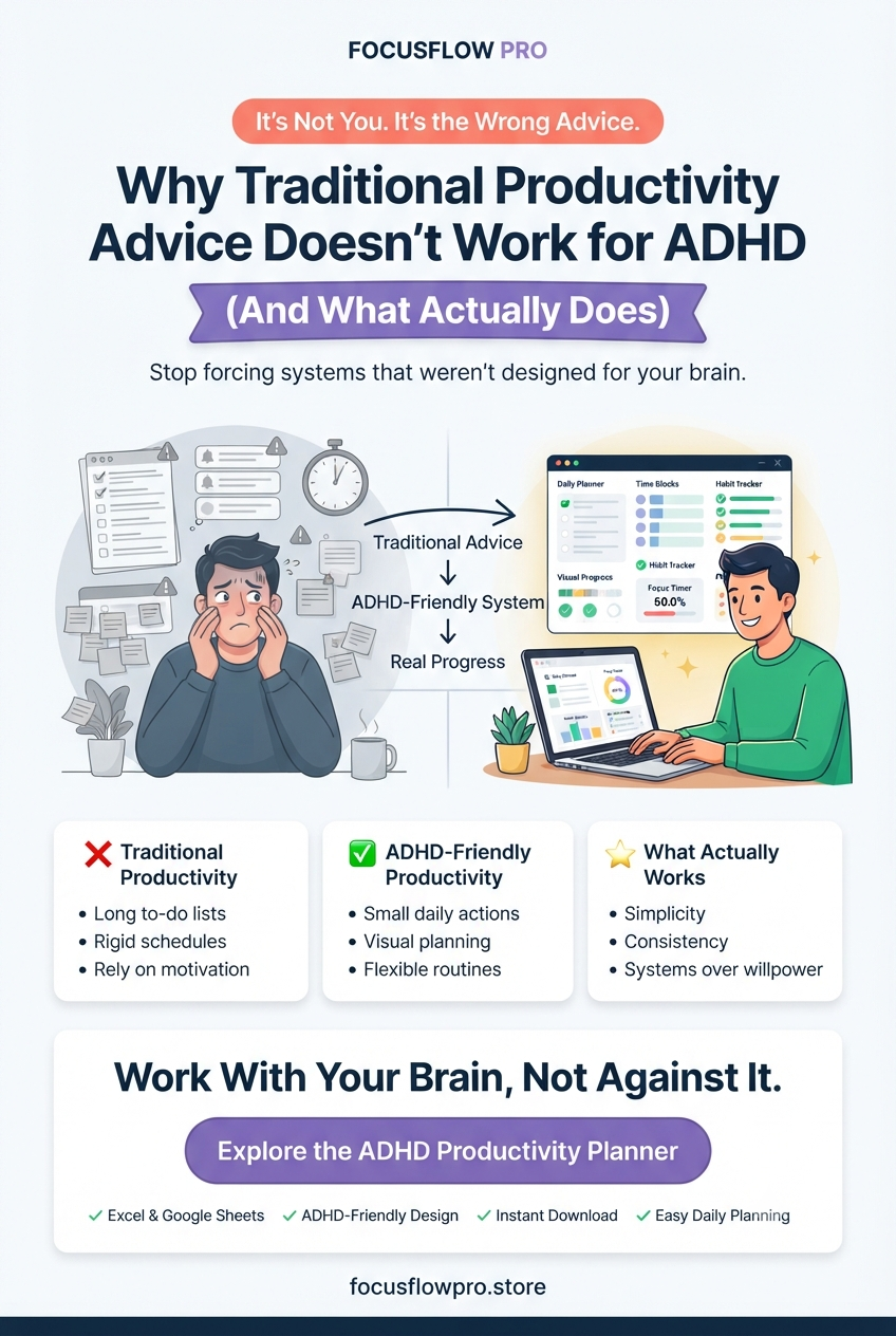 Why Traditional Productivity Advice Doesn't Work for ADHD (And What Actually Does)